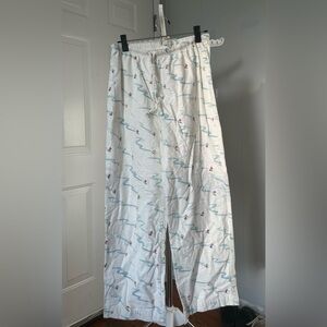 100% organic cotton Garnet Hill pajama pants with skier illustration